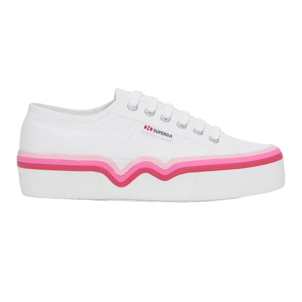 White-Shaded Pink - Side - Superga Womens-Ladies 2740 Liquify Stripes Trainers