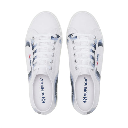 White-Shaded Blue - Lifestyle - Superga Womens-Ladies 2790 Round Stripes Trainers