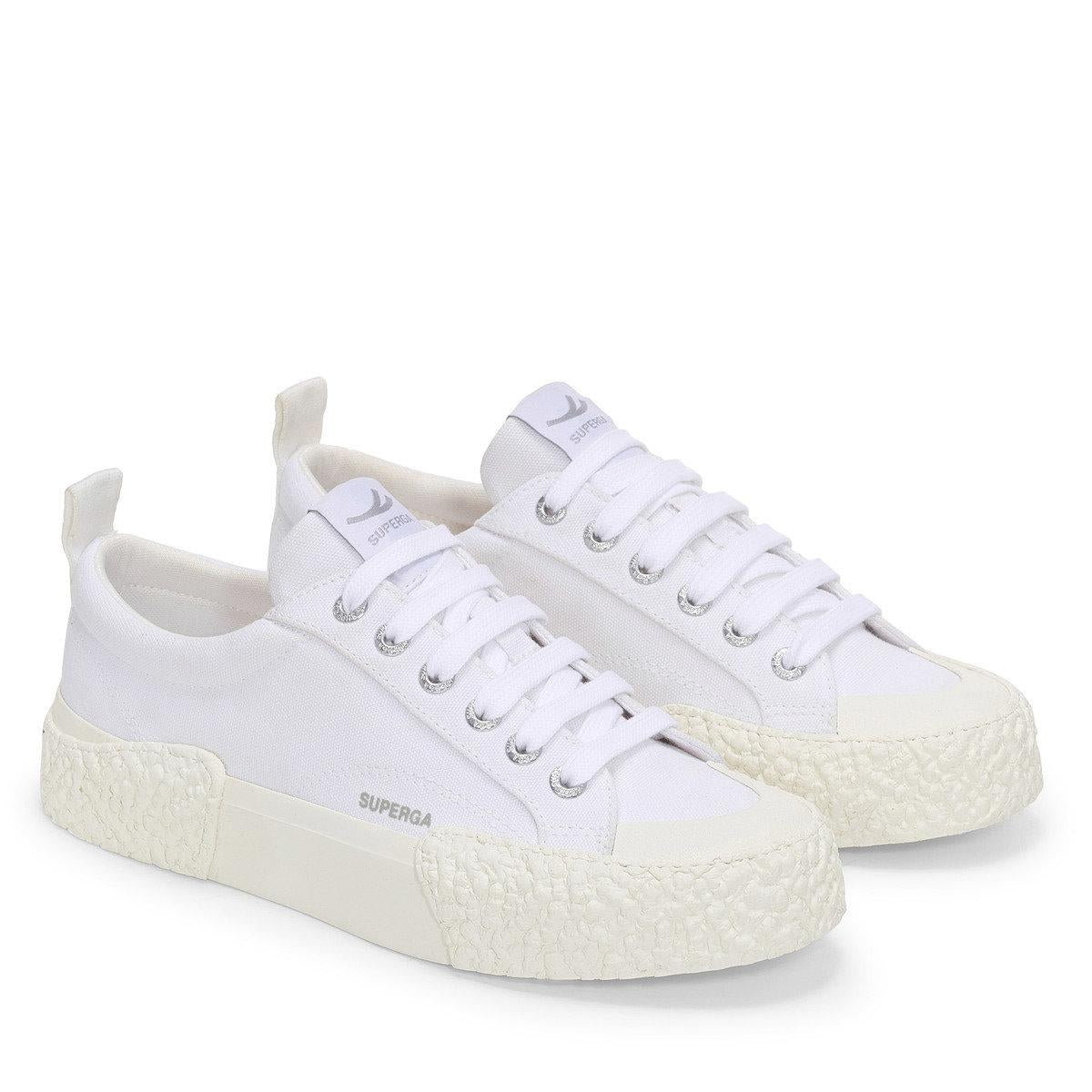White-Off White - Front - Superga Unisex Adult 2660 Stripe Big Bumpers Trainers