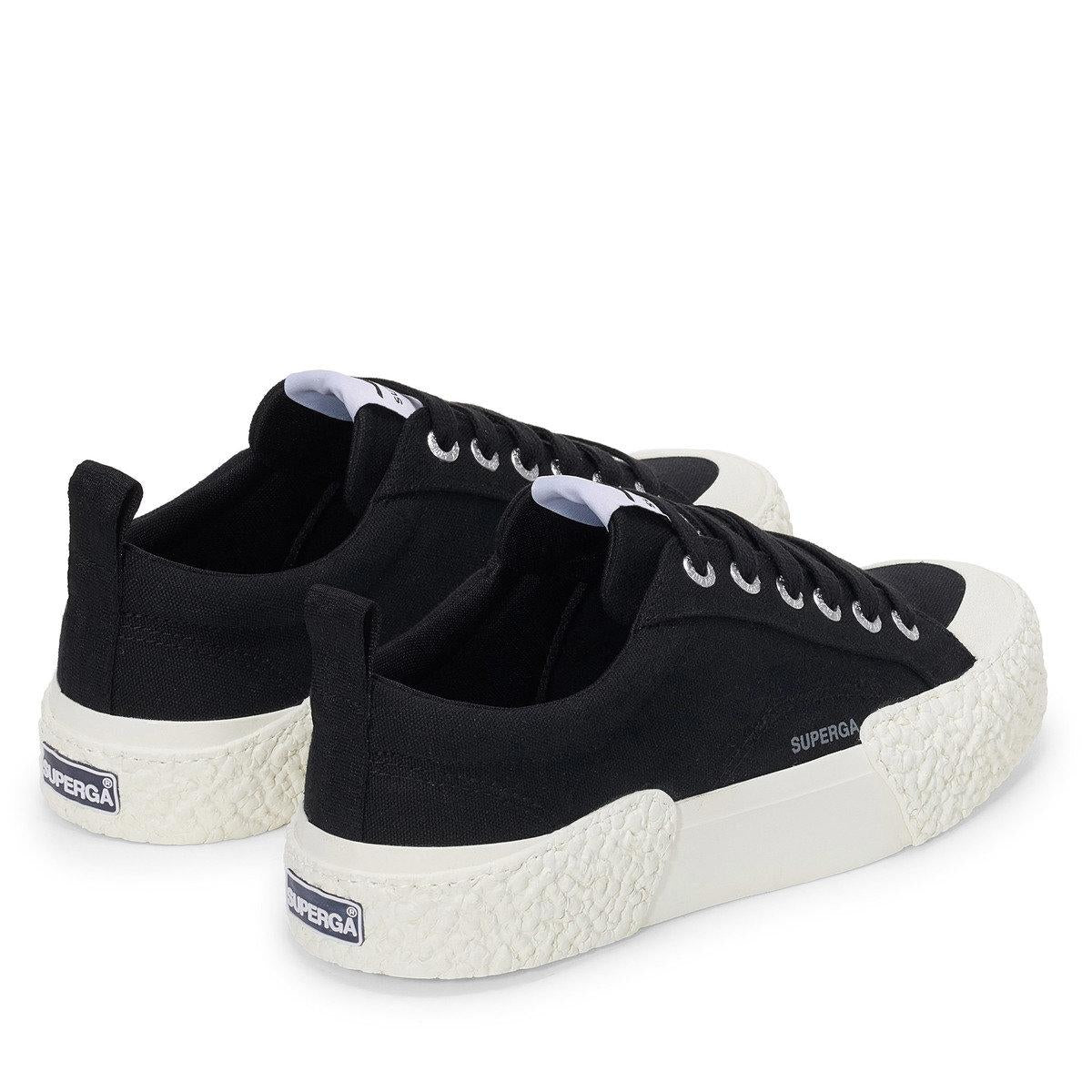 Black-Off White - Back - Superga Unisex Adult 2660 Stripe Big Bumpers Trainers