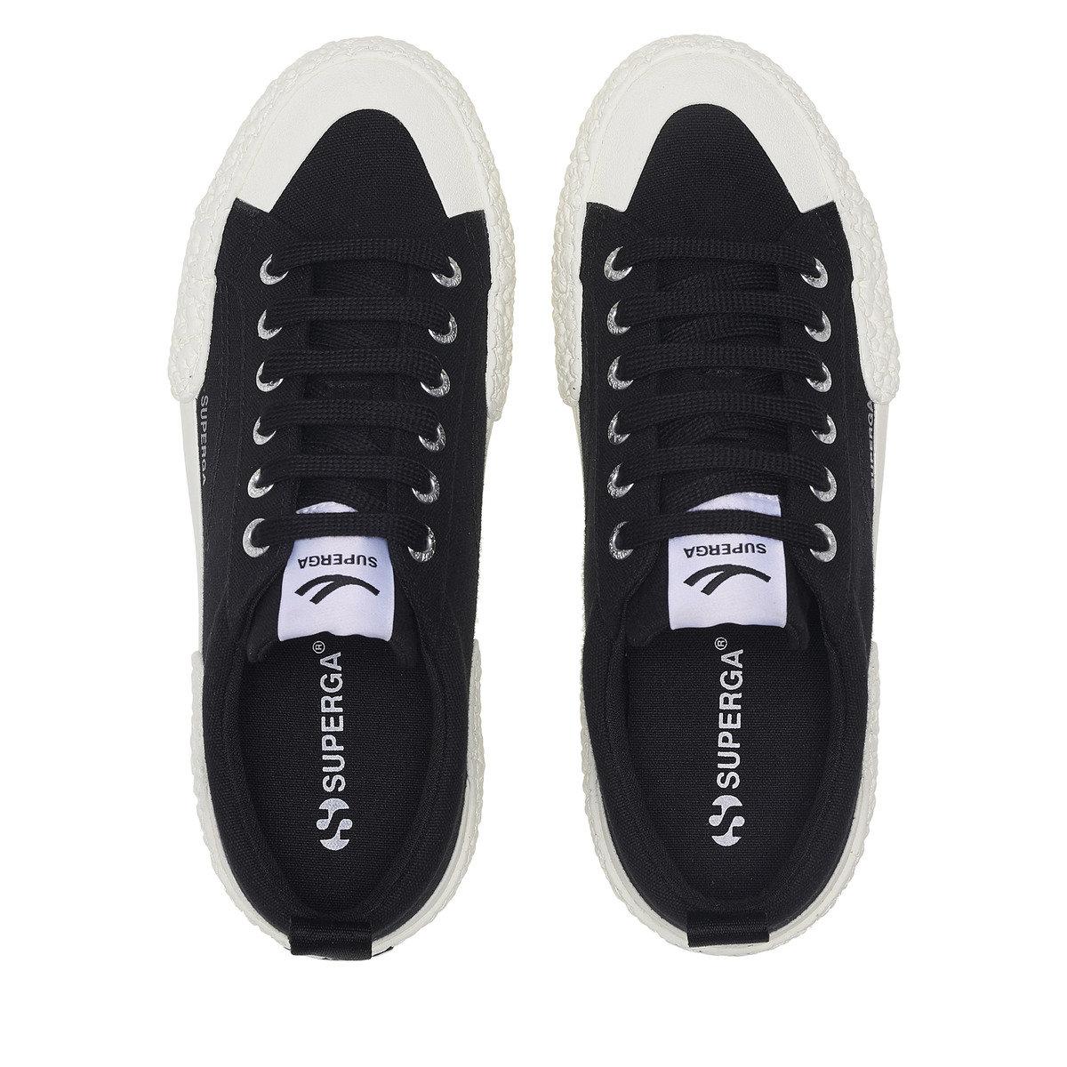 Black-Off White - Side - Superga Unisex Adult 2660 Stripe Big Bumpers Trainers