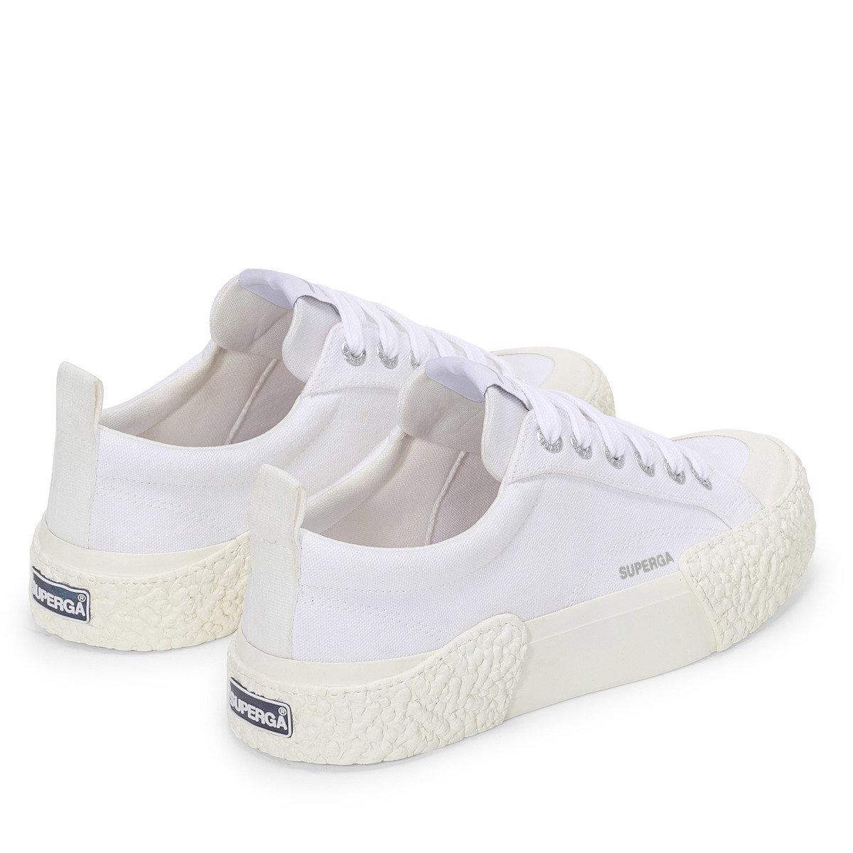 White-Off White - Back - Superga Unisex Adult 2660 Stripe Big Bumpers Trainers
