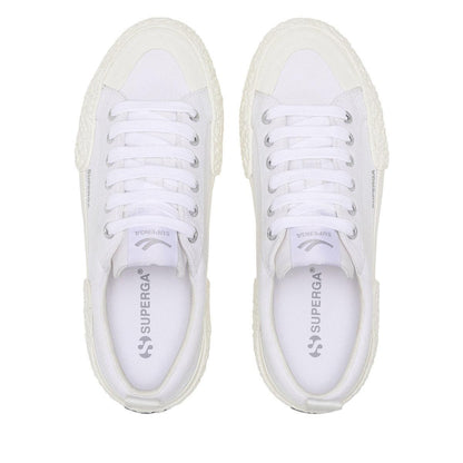 White-Off White - Side - Superga Unisex Adult 2660 Stripe Big Bumpers Trainers
