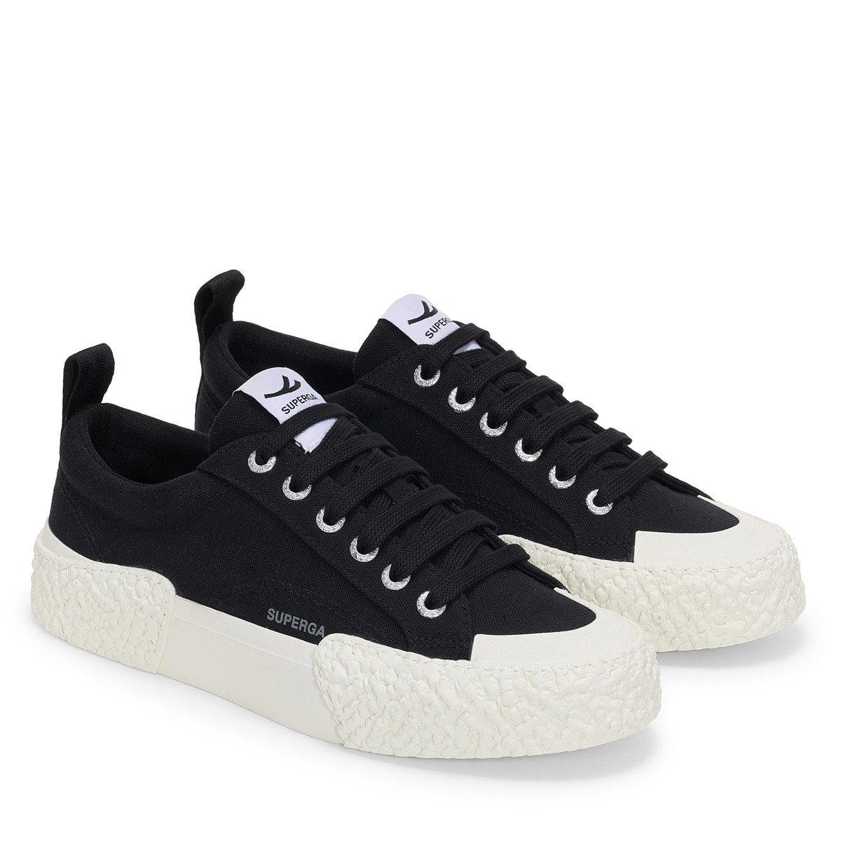 Black-Off White - Front - Superga Unisex Adult 2660 Stripe Big Bumpers Trainers