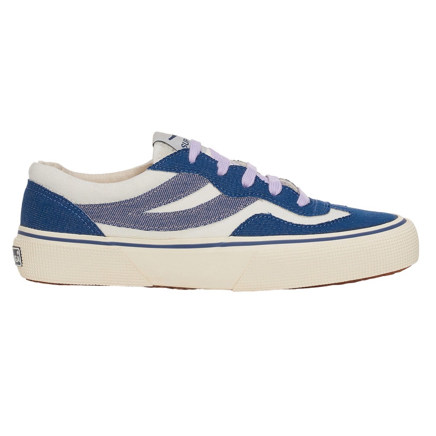 Avorio-Blue-Violet - Side - Superga Womens-Ladies 2941 Revolley Denim Trainers
