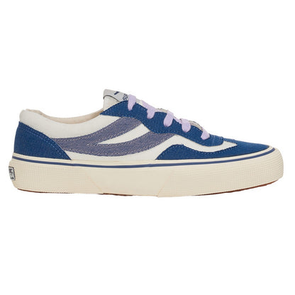 Avorio-Blue-Violet - Side - Superga Womens-Ladies 2941 Revolley Denim Trainers