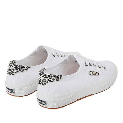 White - Back - Superga Womens-Ladies 2750 Cotu Classic Leopard Print Trainers