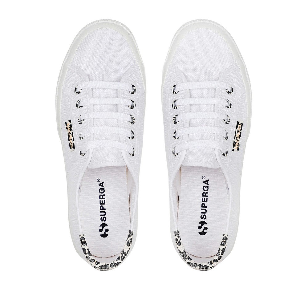 White - Lifestyle - Superga Womens-Ladies 2750 Cotu Classic Leopard Print Trainers
