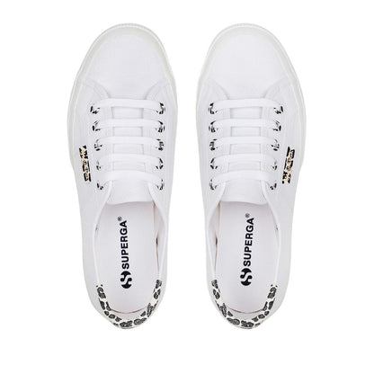 White - Lifestyle - Superga Womens-Ladies 2750 Cotu Classic Leopard Print Trainers