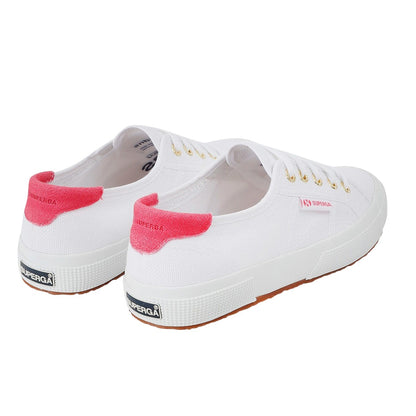 White-Fuchsia Pink - Back - Superga Womens-Ladies 2750 Cotu Classic Suede Heel Tab Trainers
