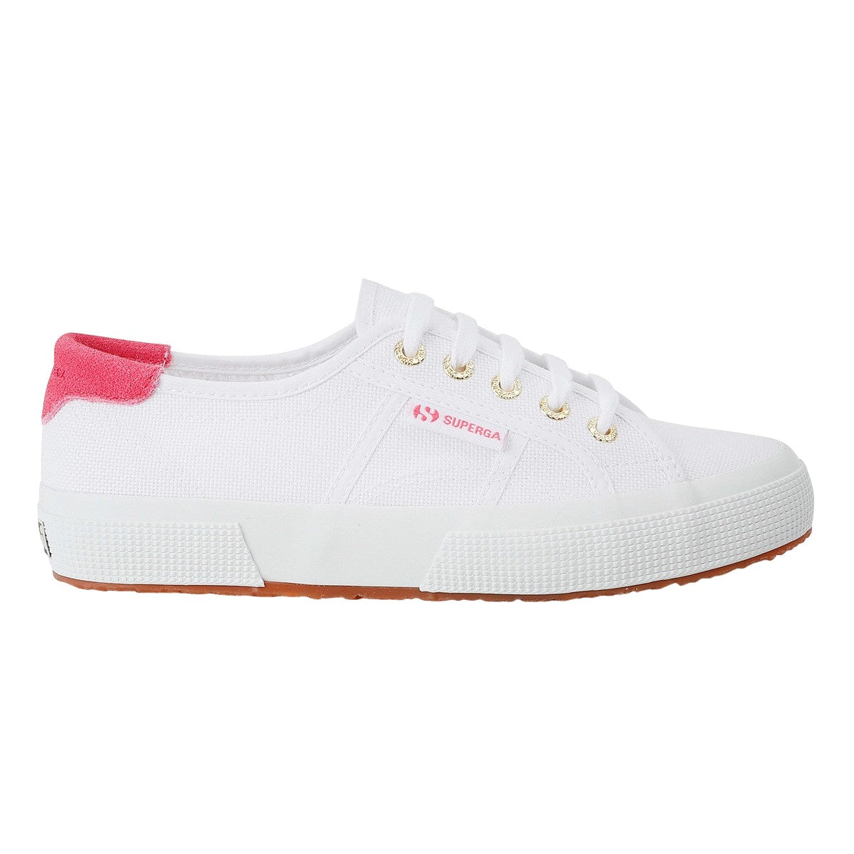 White-Fuchsia Pink - Side - Superga Womens-Ladies 2750 Cotu Classic Suede Heel Tab Trainers