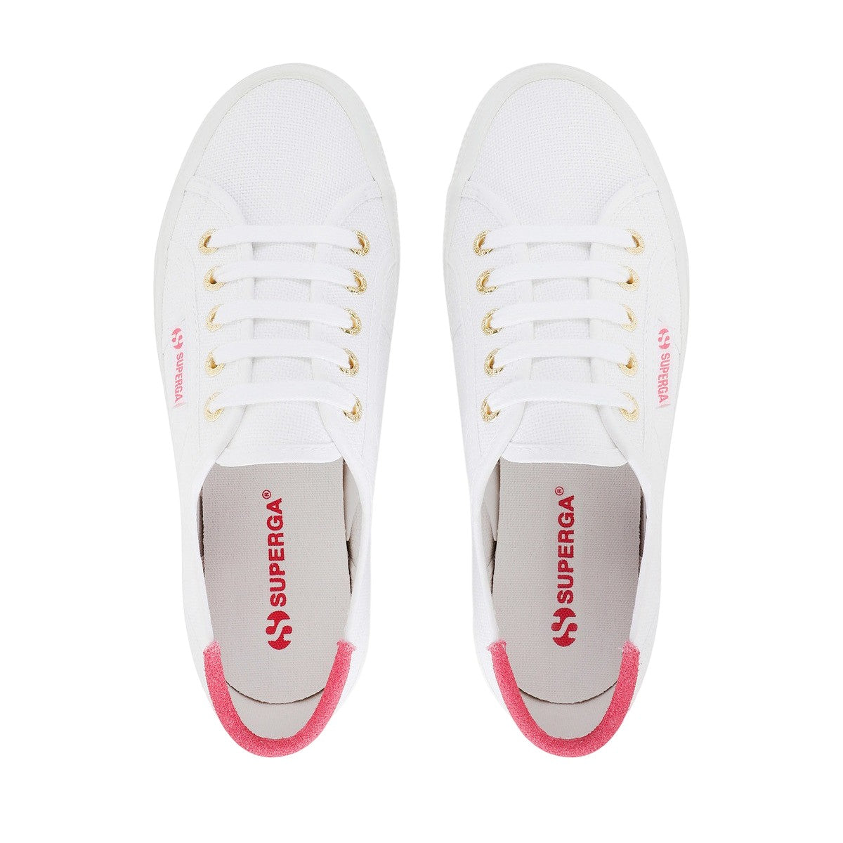 White-Fuchsia Pink - Lifestyle - Superga Womens-Ladies 2750 Cotu Classic Suede Heel Tab Trainers