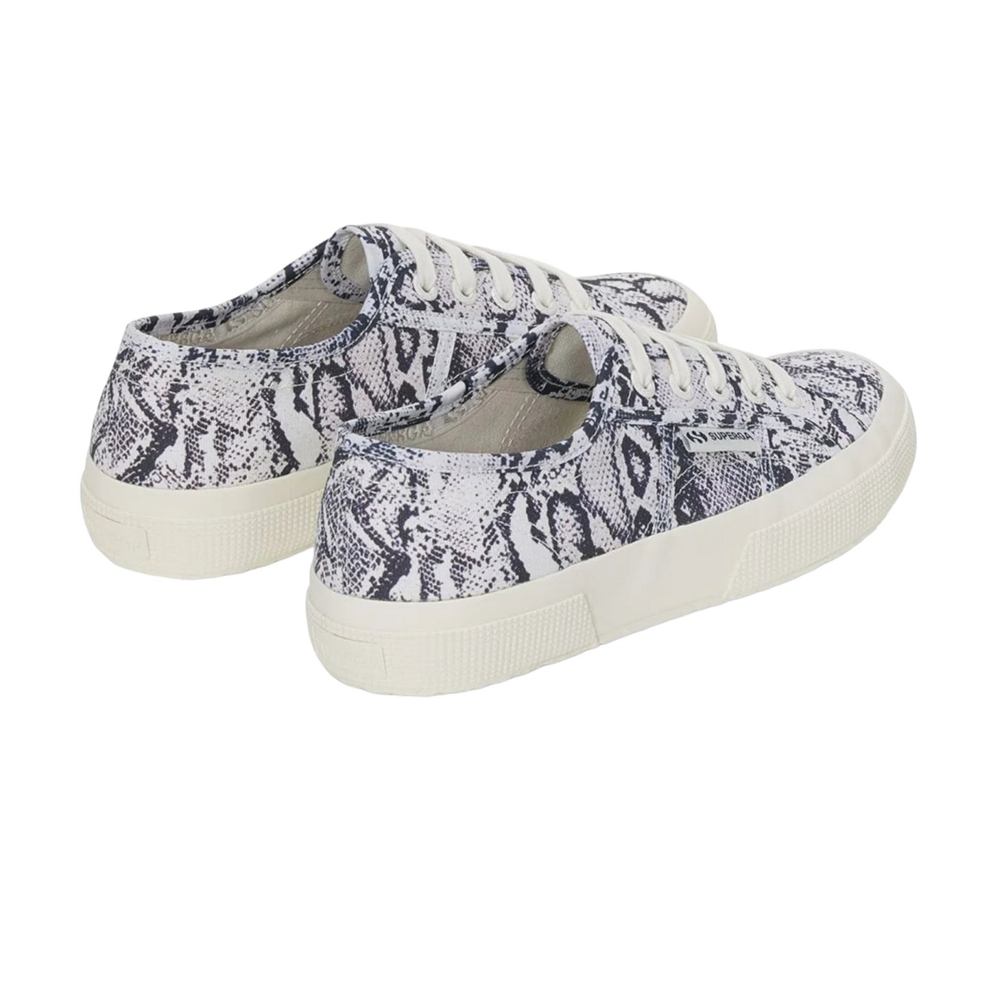 White-Avorio-Navy - Back - Superga Womens-Ladies 2750 Snakeskin Trainers