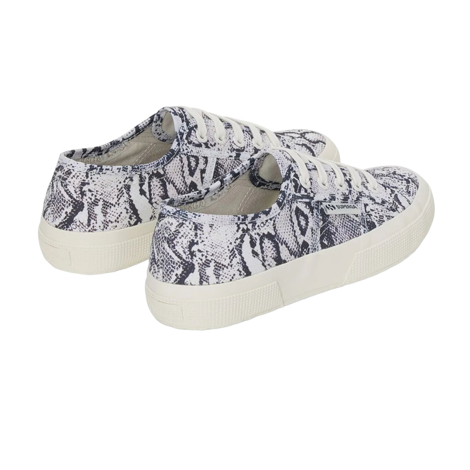 White-Avorio-Navy - Back - Superga Womens-Ladies 2750 Snakeskin Trainers