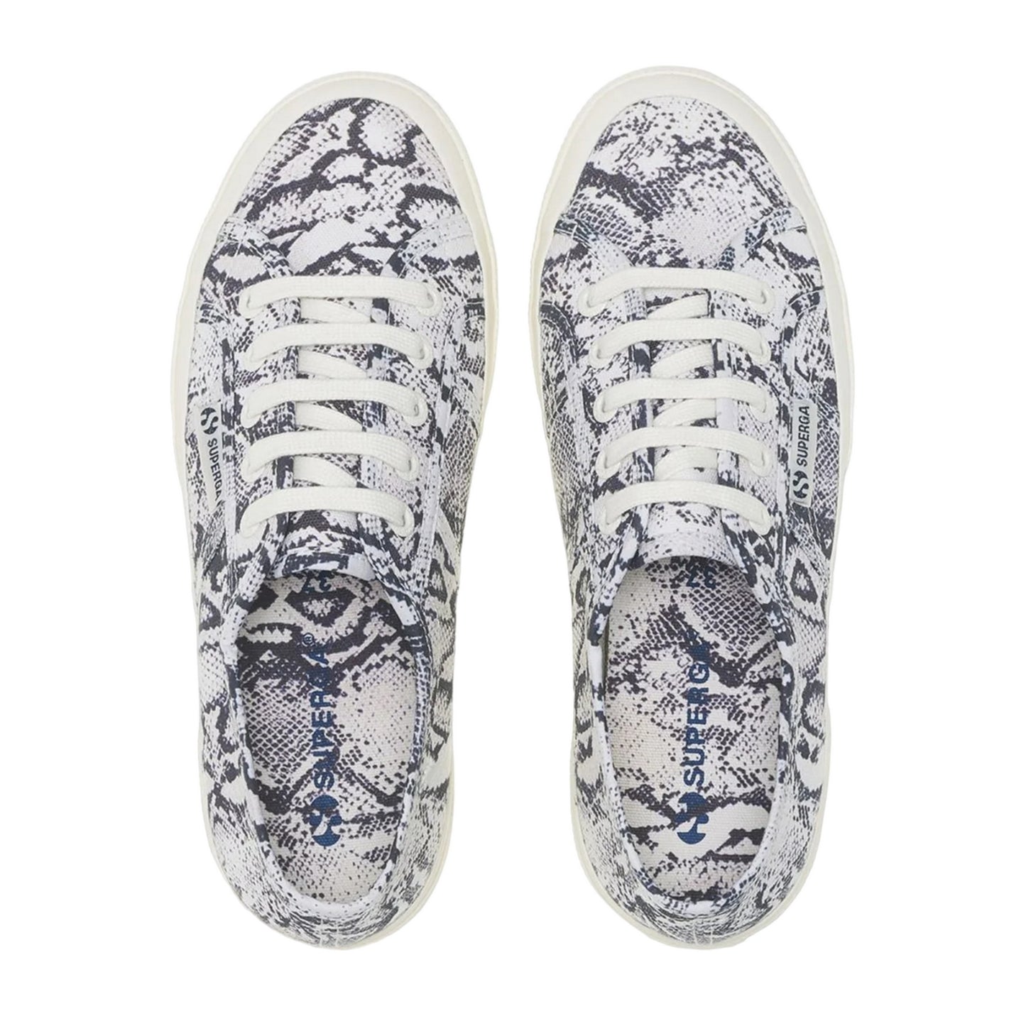 White-Avorio-Navy - Lifestyle - Superga Womens-Ladies 2750 Snakeskin Trainers