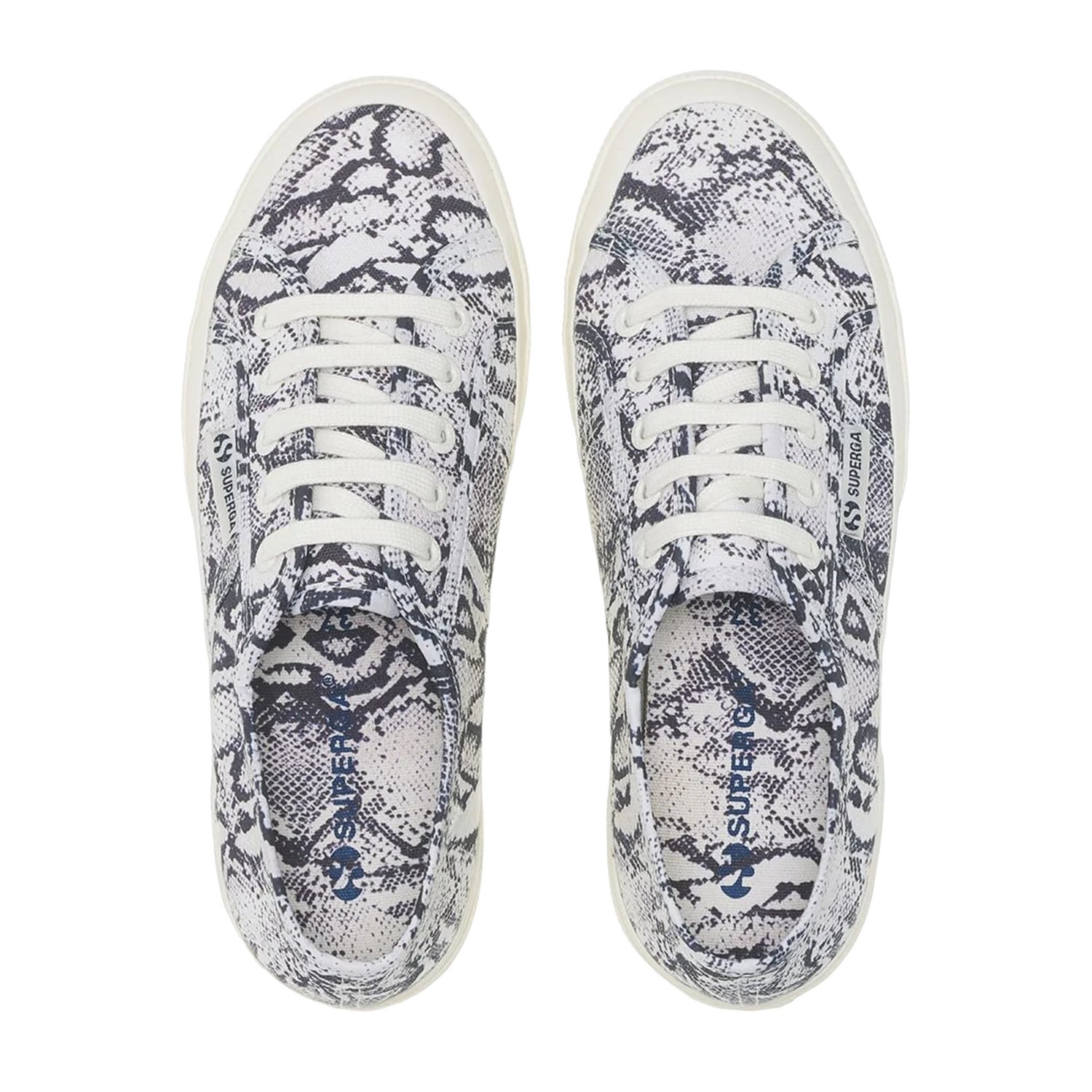 White-Avorio-Navy - Lifestyle - Superga Womens-Ladies 2750 Snakeskin Trainers