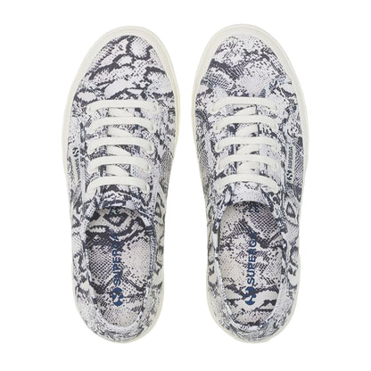 White-Avorio-Navy - Lifestyle - Superga Womens-Ladies 2750 Snakeskin Trainers