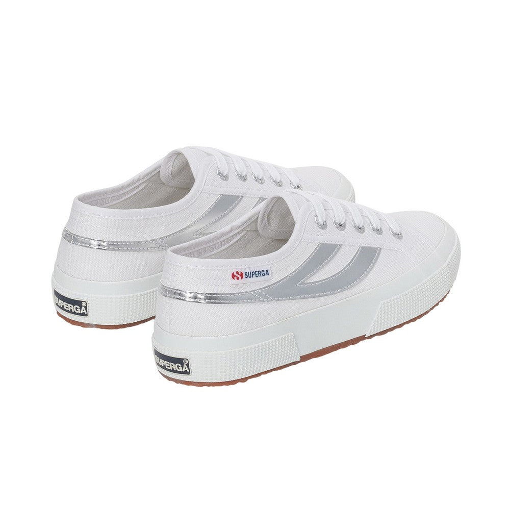 White-Silver - Back - Superga Womens-Ladies 2953 Swallow Tail Mirror Trainers