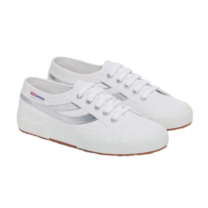 White-Silver - Front - Superga Womens-Ladies 2953 Swallow Tail Mirror Trainers