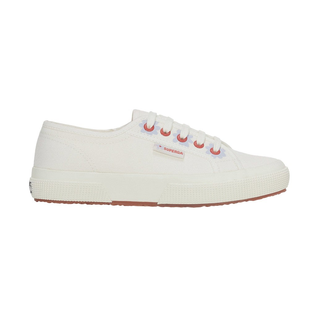 White Avorio-Azure Blue - Side - Superga Womens-Ladies Daisy Eyelets Trainers