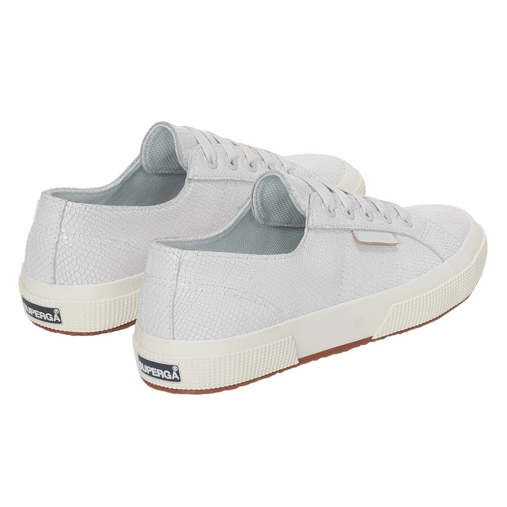 Optical White - Back - Superga Womens-Ladies 2750 Snake Print Grain Leather Trainers
