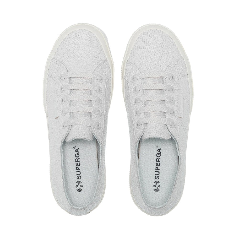 Optical White - Pack Shot - Superga Womens-Ladies 2750 Snake Print Grain Leather Trainers