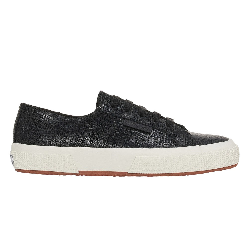 Black-Avorio - Lifestyle - Superga Womens-Ladies 2750 Snake Print Grain Leather Trainers