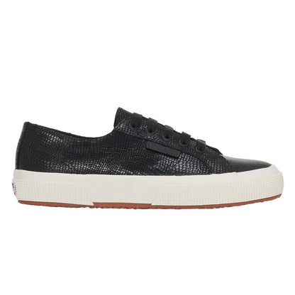 Black-Avorio - Lifestyle - Superga Womens-Ladies 2750 Snake Print Grain Leather Trainers