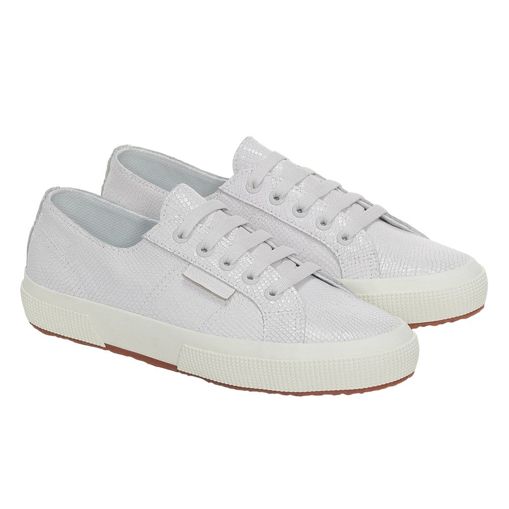 Optical White - Front - Superga Womens-Ladies 2750 Snake Print Grain Leather Trainers