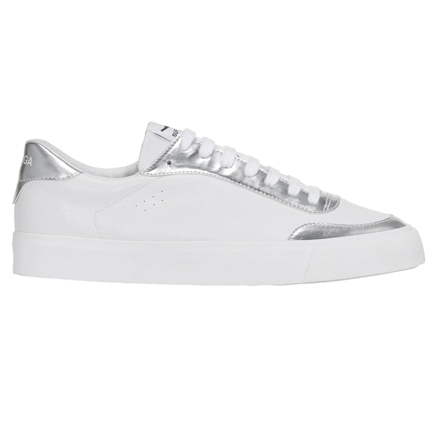 White-Silver - Side - Superga Womens-Ladies 3843 Mirror Court Trainers