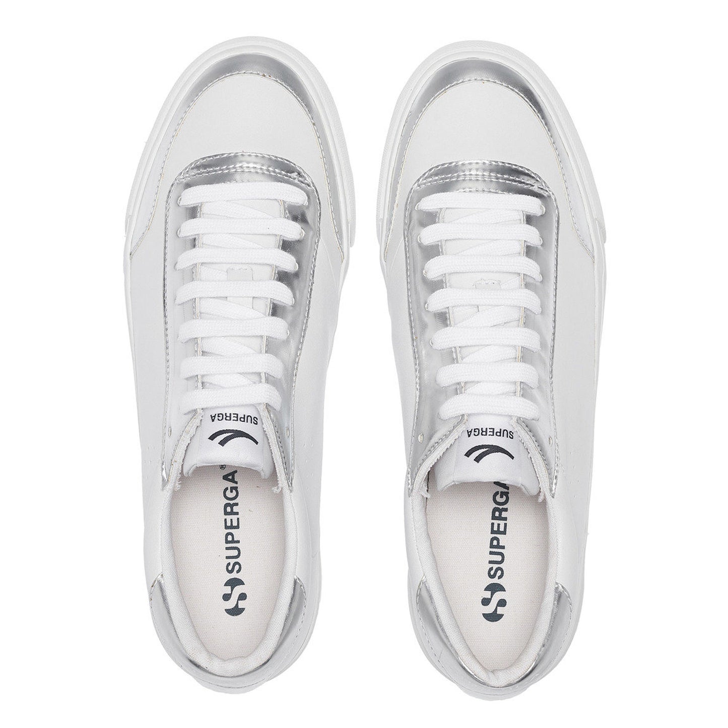 White-Silver - Lifestyle - Superga Womens-Ladies 3843 Mirror Court Trainers