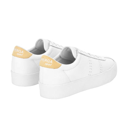 White-beige-Gome-white-Avorio - Back - Superga Womens-Ladies 2854 Club 3 Comfort Leather Trainers