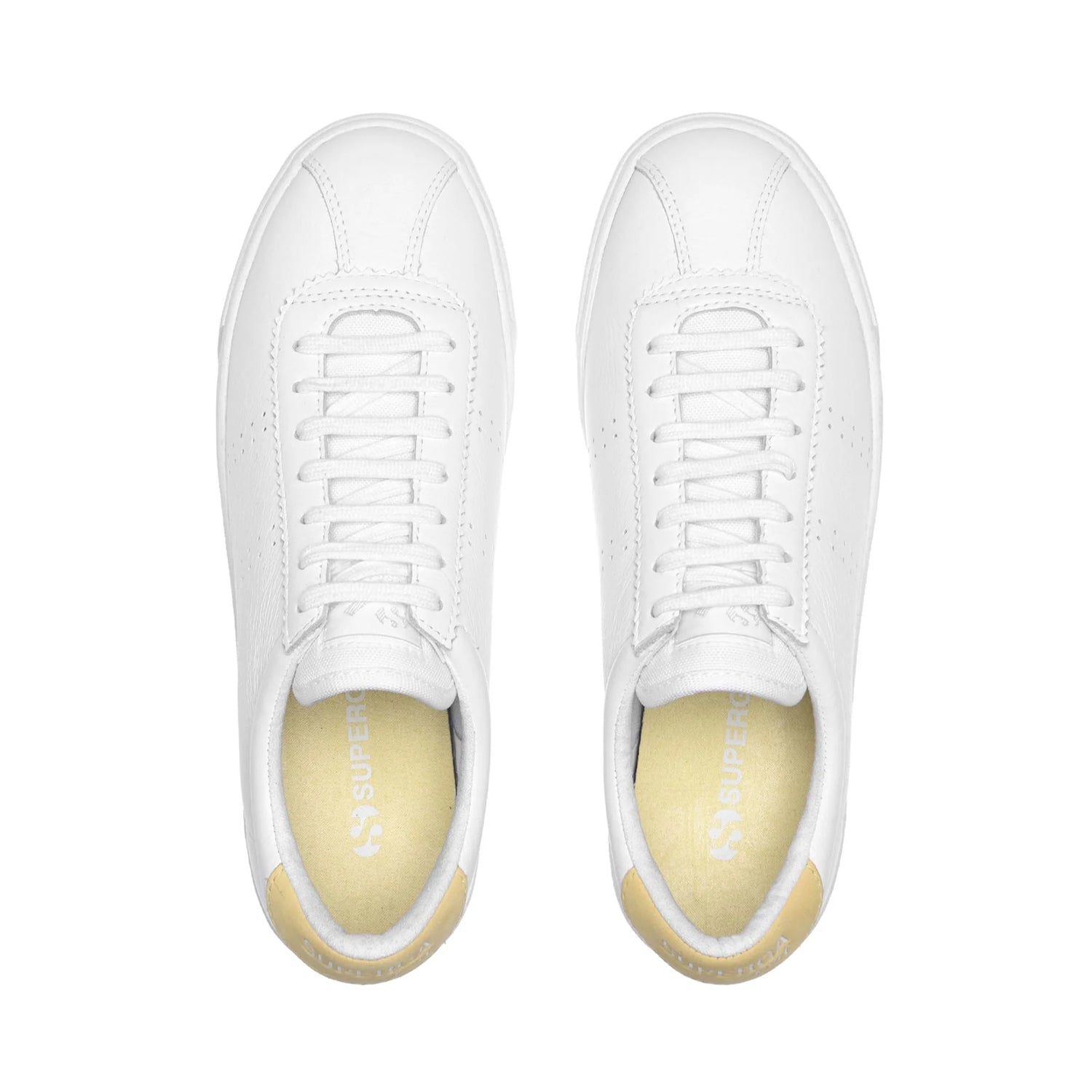 White-beige-Gome-white-Avorio - Side - Superga Womens-Ladies 2854 Club 3 Comfort Leather Trainers
