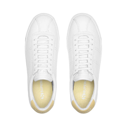 White-beige-Gome-white-Avorio - Side - Superga Womens-Ladies 2854 Club 3 Comfort Leather Trainers