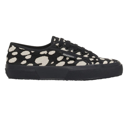 Black-Beige - Lifestyle - Superga Womens-Ladies 2750 Dalmatian Print Cowhide Leather Trainers