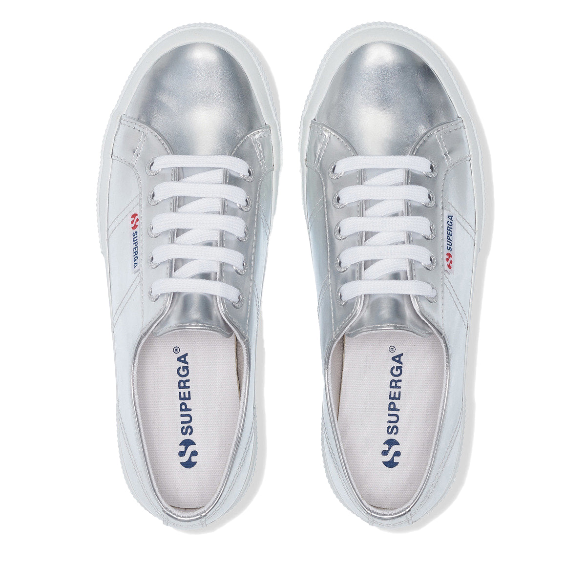 Silver - Pack Shot - Superga Womens-Ladies 2750 Mirror Synthetic Trainers