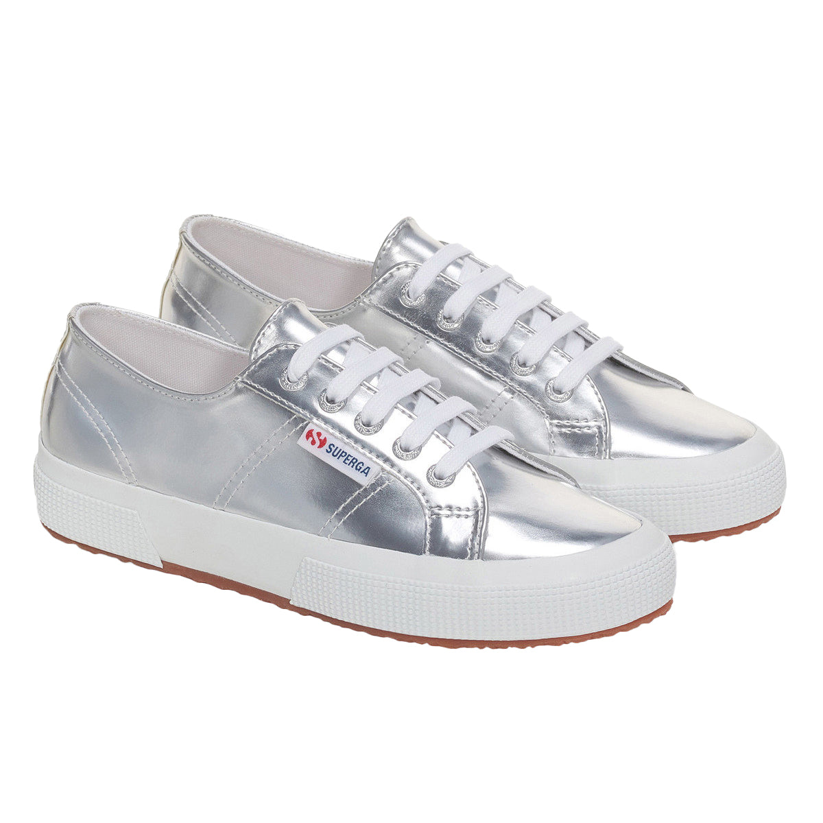 Silver - Front - Superga Womens-Ladies 2750 Mirror Synthetic Trainers