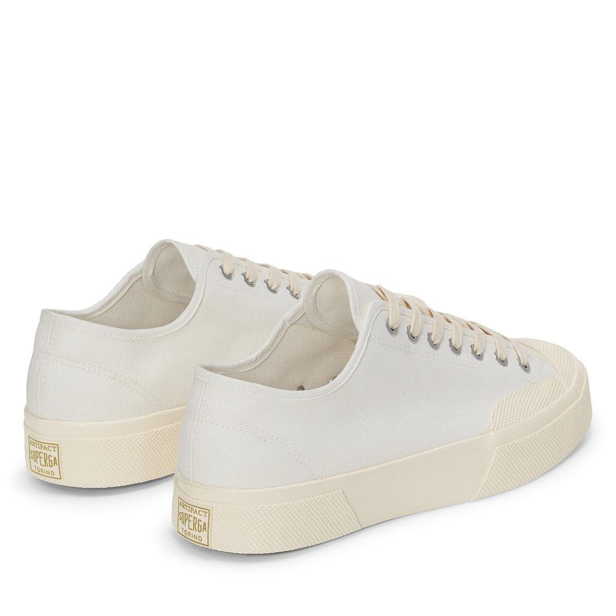 White-Off White - Back - Superga Unisex Adult 2432 Works Cotton Canvas Low Cut Trainers