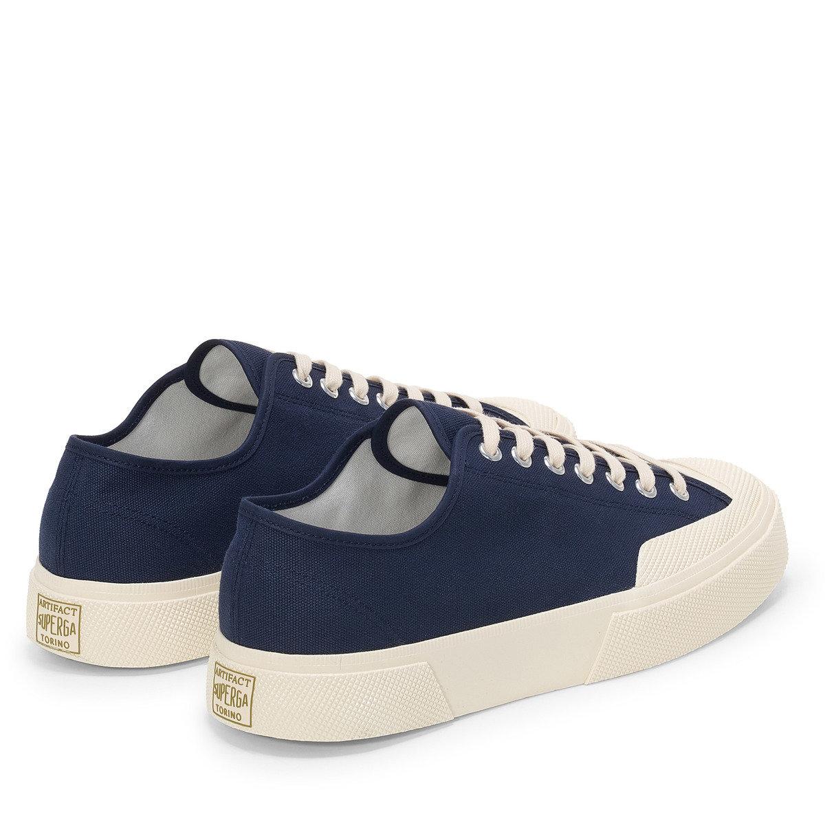 Navy-Off White - Back - Superga Unisex Adult 2432 Works Cotton Canvas Low Cut Trainers