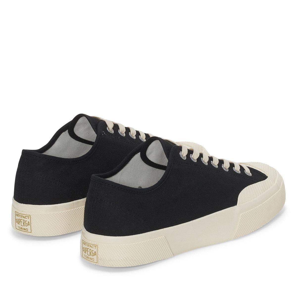 Black-Off White - Side - Superga Unisex Adult 2432 Works Cotton Canvas Low Cut Trainers