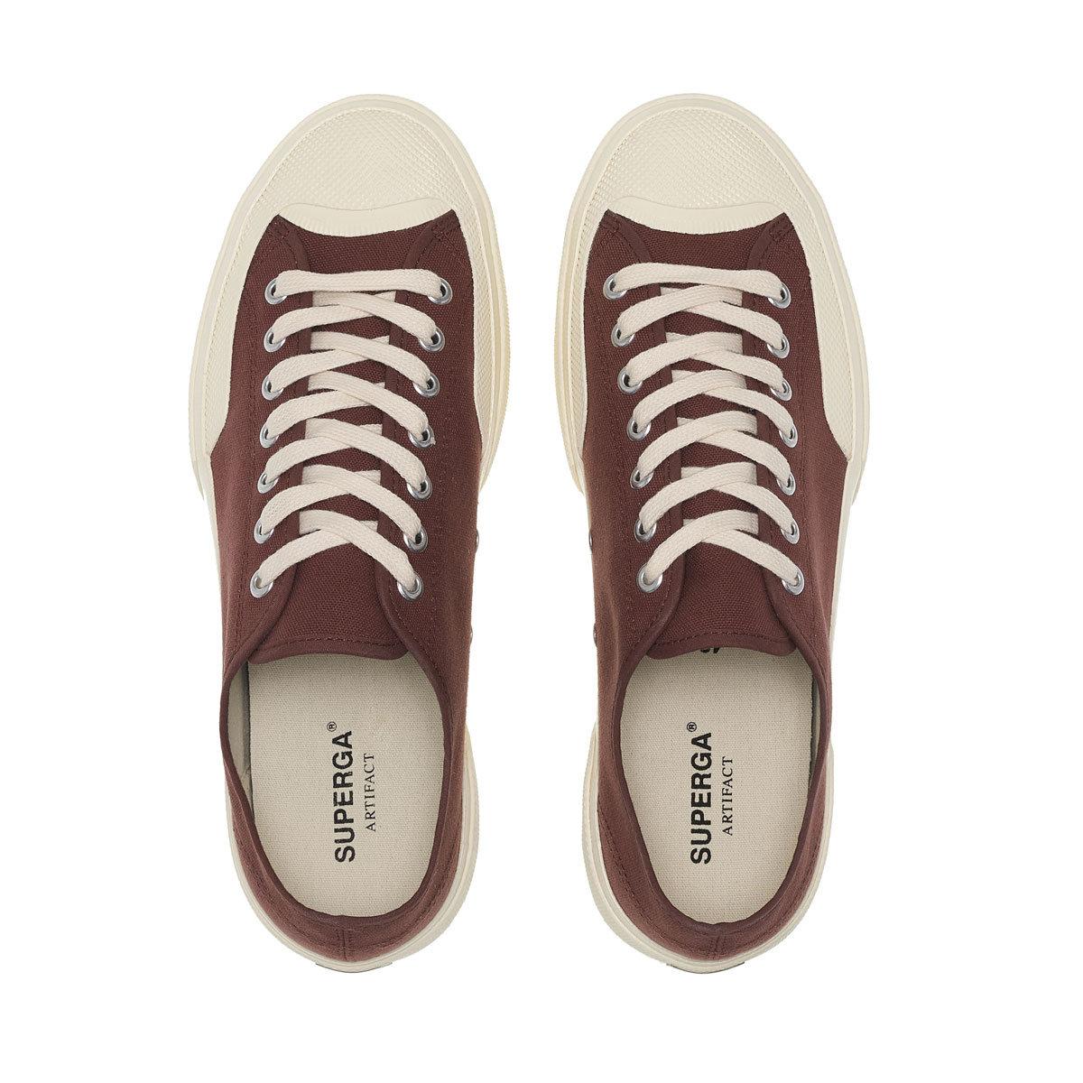 Brown-Off White - Back - Superga Unisex Adult 2432 Works Cotton Canvas Low Cut Trainers