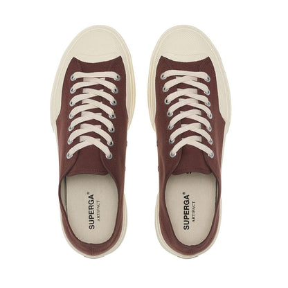 Brown-Off White - Back - Superga Unisex Adult 2432 Works Cotton Canvas Low Cut Trainers