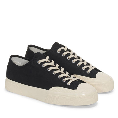 Black-Off White - Front - Superga Unisex Adult 2432 Works Cotton Canvas Low Cut Trainers