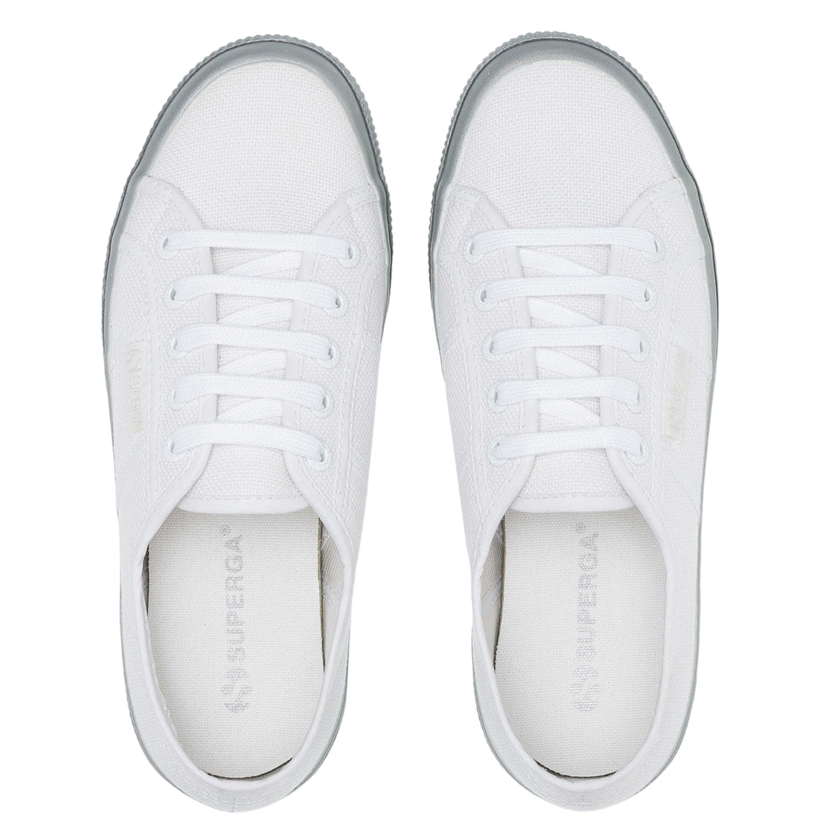 White-Silver - Lifestyle - Superga Womens-Ladies Pearl Gum Trainers
