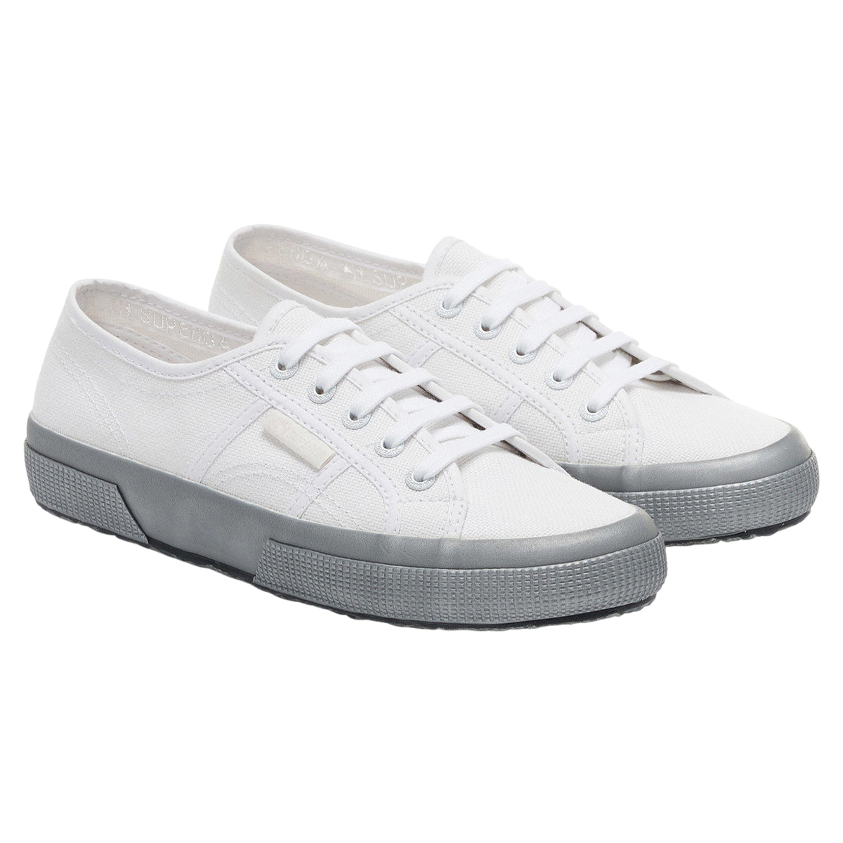 White-Silver - Front - Superga Womens-Ladies Pearl Gum Trainers