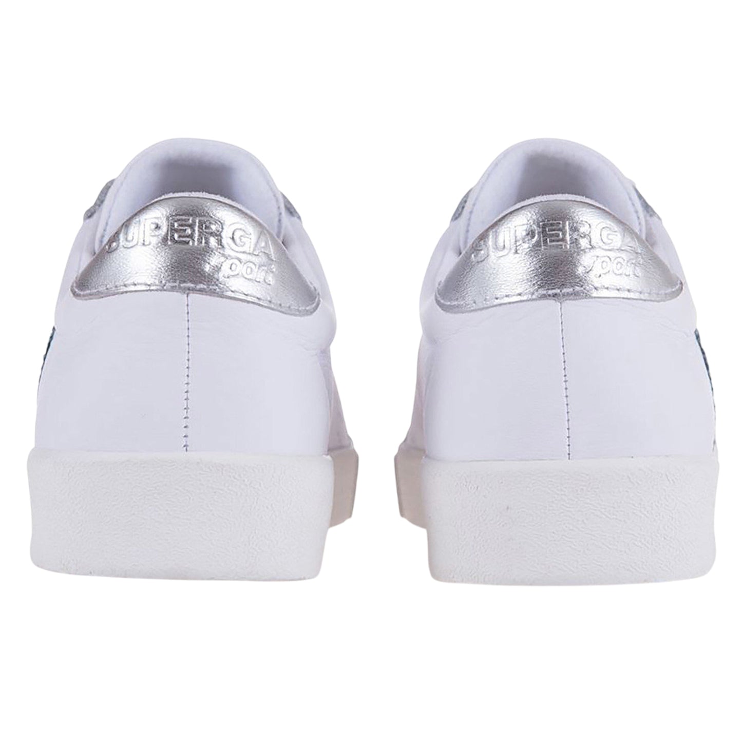 White-Blue-Light - Back - Superga Womens-Ladies 2843 Club S Glitter Leather Trainers