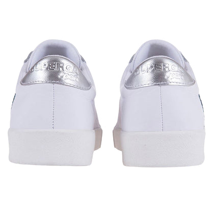 White-Blue-Light - Back - Superga Womens-Ladies 2843 Club S Glitter Leather Trainers