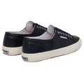 Metallic Black-Off White - Back - Superga Womens-Ladies 2750 Metallic Leather Trainers