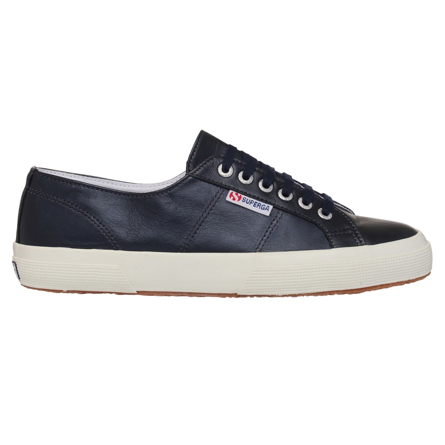 Metallic Black-Off White - Side - Superga Womens-Ladies 2750 Metallic Leather Trainers