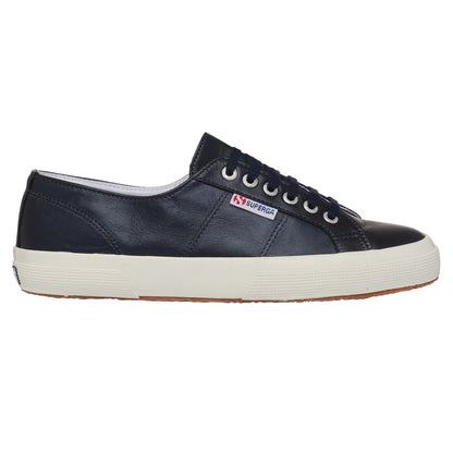 Metallic Black-Off White - Side - Superga Womens-Ladies 2750 Metallic Leather Trainers